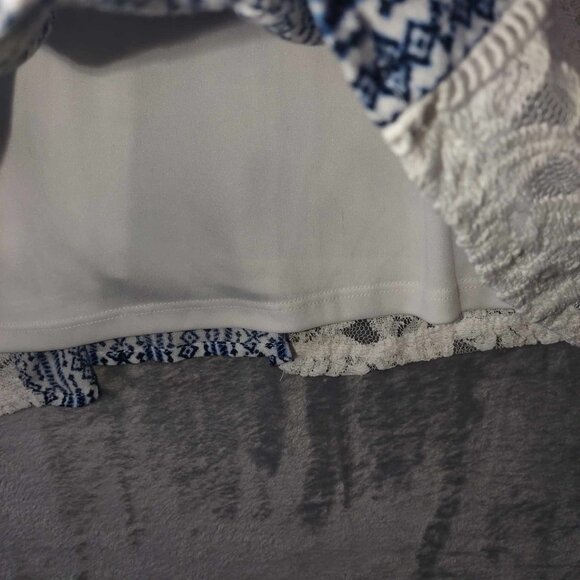 Altar'd State Women's M Blue & White Boho Patchwork Lace Plaid Cottagecore Dress - Picture 5 of 8